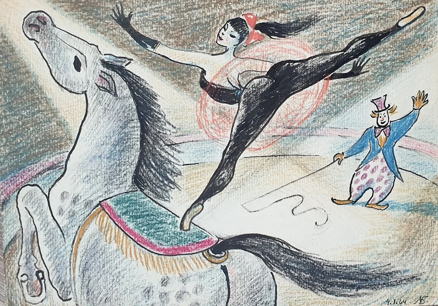 «Цирк», Н.Х., художник, купить картину, купить, работы, аукцион, графика, галерея ОПХ, Bidspirit, бидспирит, магазин