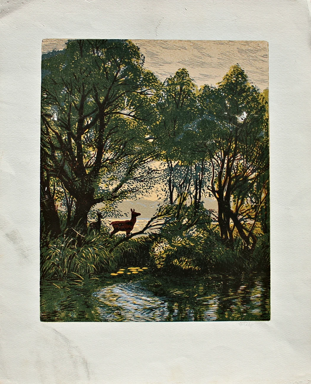 lot 102. «Пейзаж с оленями»