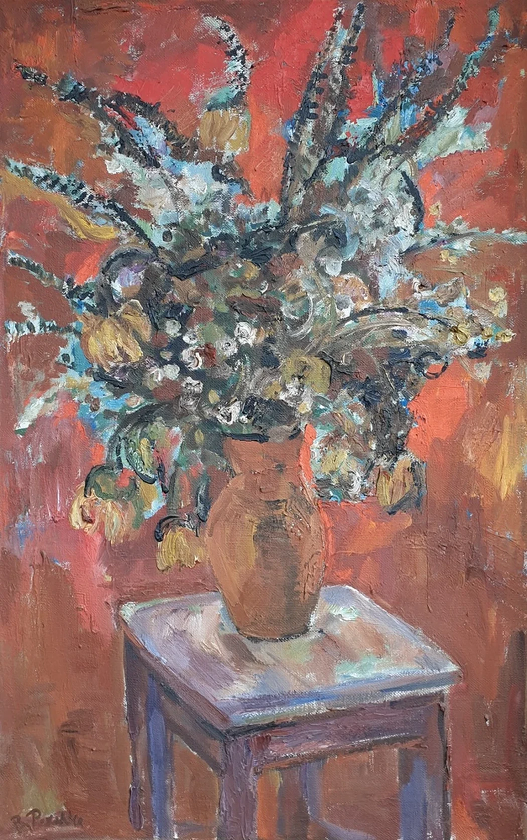 lot 6. «Букет на красном фоне»