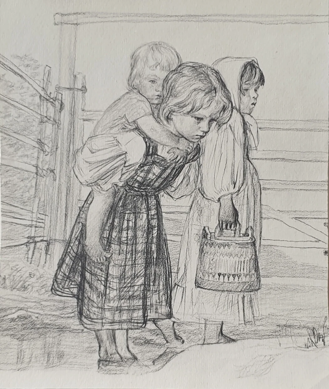 Рисунок к стихотворению Н.А. Некрасова «Крестьянские дети»