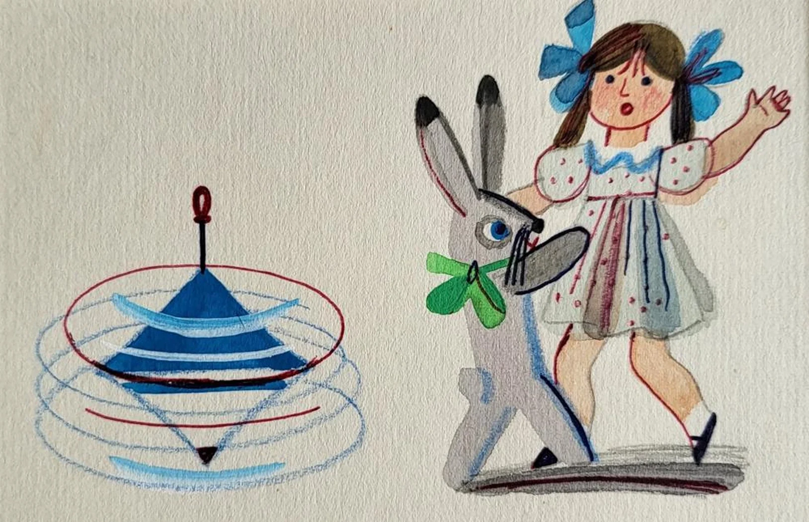 «Девочка с зайчиком», Макавеева Галина Александровна, художник, купить картину, купить, работы, аукцион, графика, галерея ОПХ, Bidspirit, бидспирит, магазин
