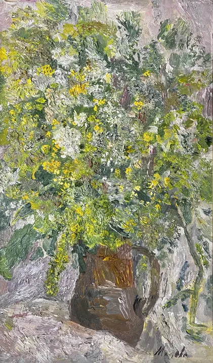 «Зеленый букет», Милова Лидия Александровна, художник, купить картину, купить, работы, аукцион, живопись, галерея ОПХ, Bidspirit, бидспирит, магазин, выставка