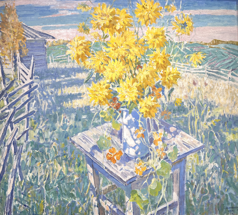 «Осень. Голубые тени», Шаманов Б.И., картина, живопись