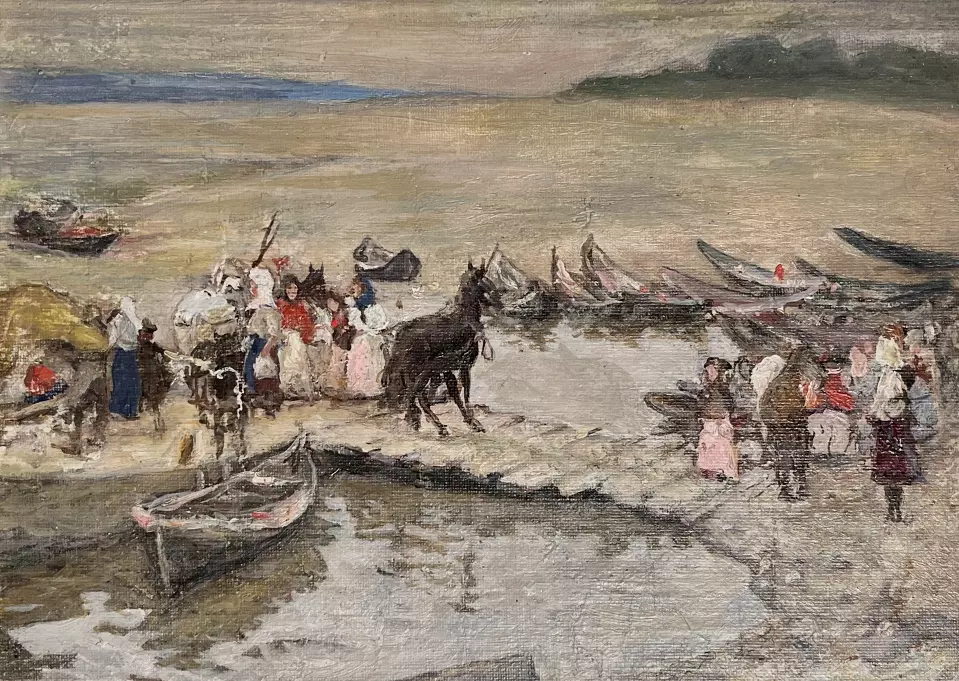 «Переправа. Перевоз на Волге», Вахрамеев Александр Иванович, художник, купить картину