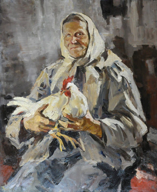 «Тётя Поля с курицей», 1951, Русов Л.А.