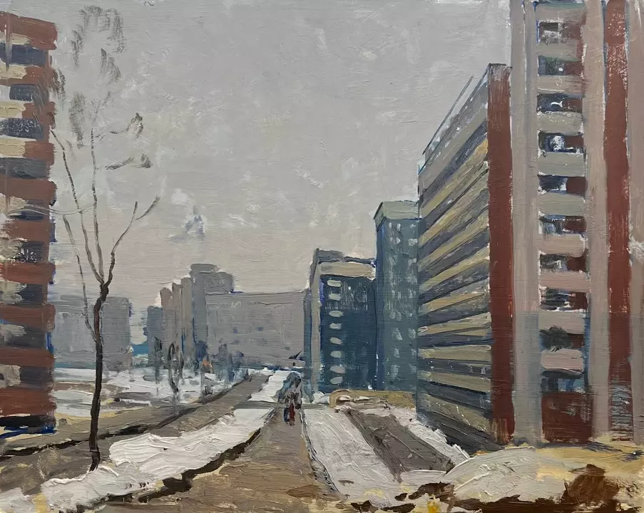 «Ленинград. Новостройки», Падва Ефим Давыдович, художник, купить картину, купить работы, галерея ОПХ, выставка «Мастерская - Ленинград» Ефим Падва и его любимый город