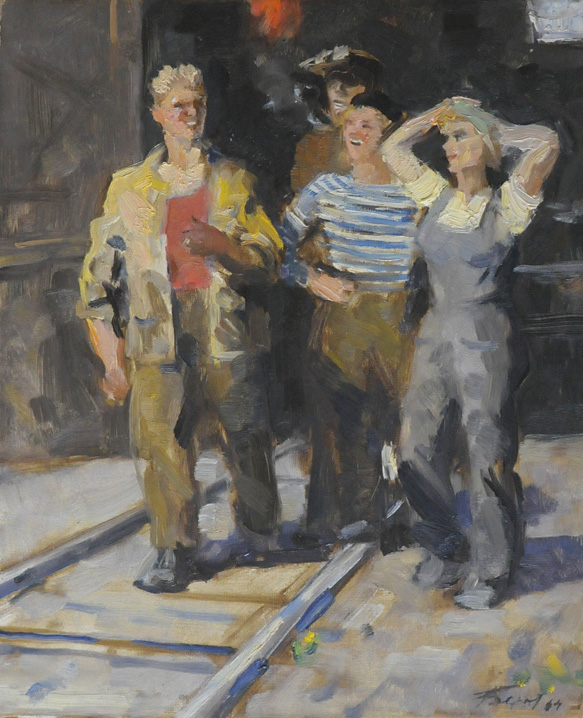 «После смены», 1964. Этюд к картине. Белов Ю.В.