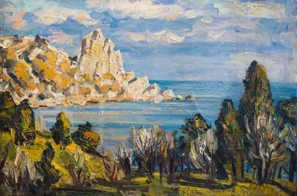 «Крымский пейзаж», Н.Х., художник, купить картину, купить, работы, аукцион, живопись, галерея ОПХ, Bidspirit, бидспирит, магазин, выставка