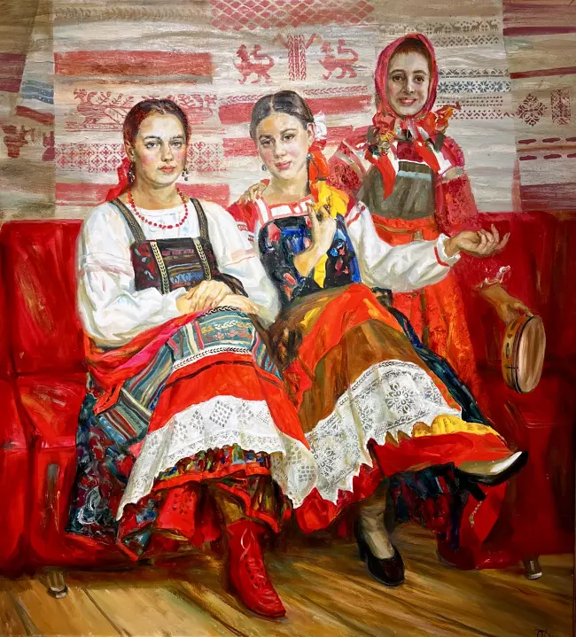 «Красавицы из Опочки», Денисенко Ольга Анатольевна, художник, купить картину, купить, работы, аукцион, живопись, галерея ОПХ, Bidspirit, бидспирит, магазин, выставка