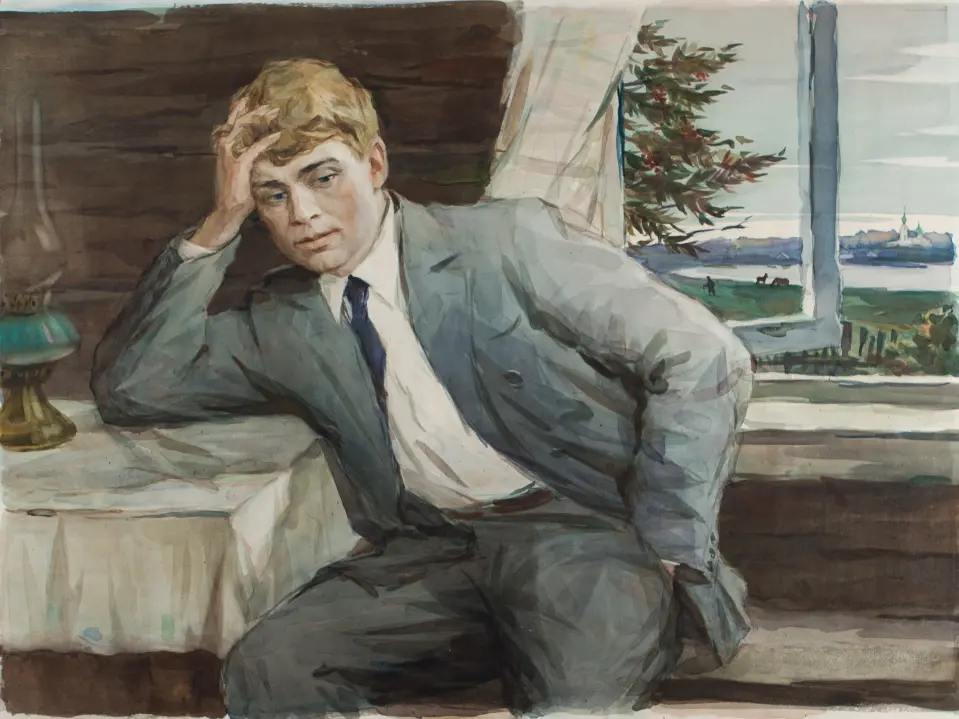 «С. Есенин», Фролов Сергей Кузьмич, художник, купить картину, купить, работу, живопись, аукцион, галерея ОПХ, портрет, соцреализм