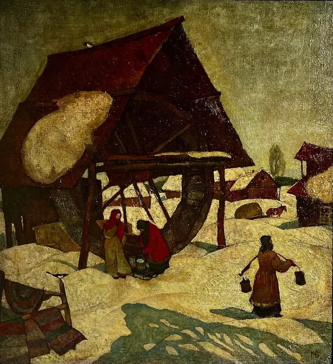 «Колодец». Триптих «Деревянное зодчество» (левая часть), Борисова Марина Борисовна, художник, купить картину, купить, работы, аукцион, живопись, галерея ОПХ, Bidspirit, бидспирит, магазин, выставка