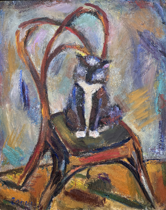 «Кот на венском стуле»,Егошин Г.П., картина, живопись
