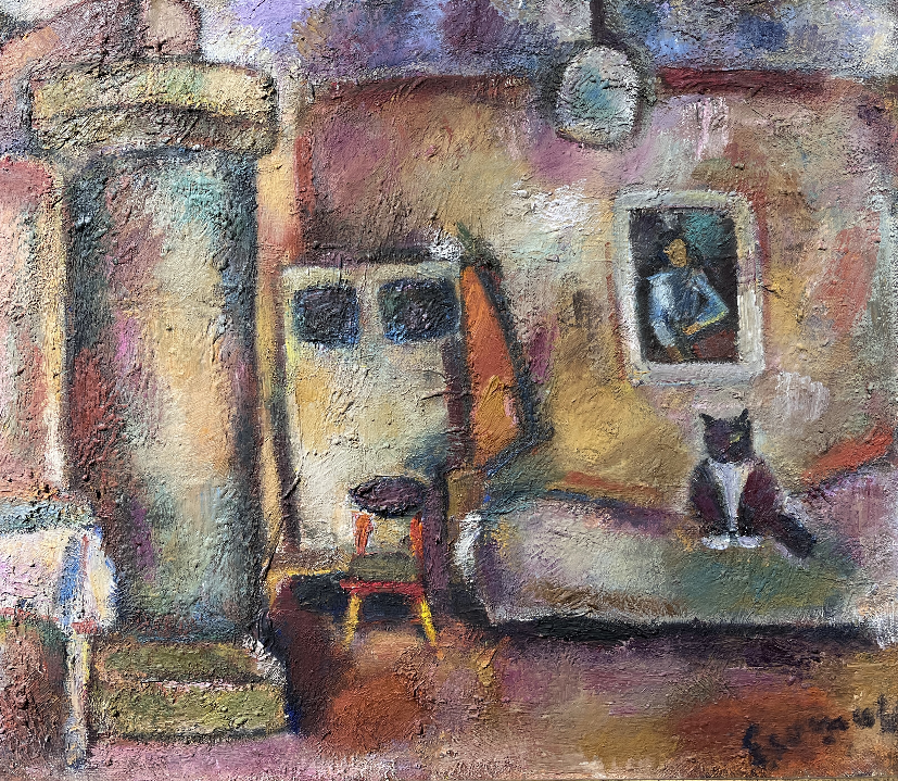 «Интерьер с печкой», картина, живопись