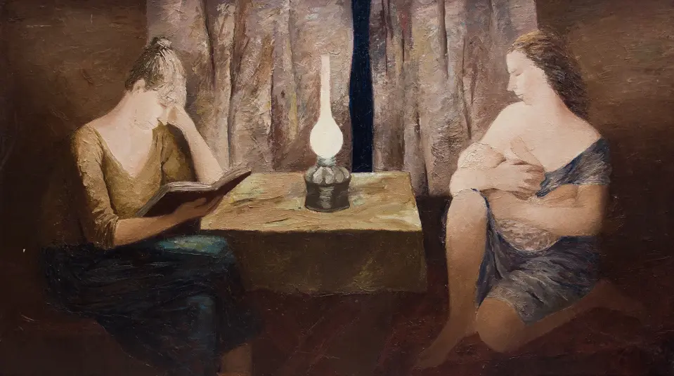 &laquo;Сестры&raquo;, Далгат Дженнет Джемаловна, художник, купить картину, купить, работы, аукцион, живопись, галерея ОПХ, Bidspirit, бидспирит, магазин, выставка