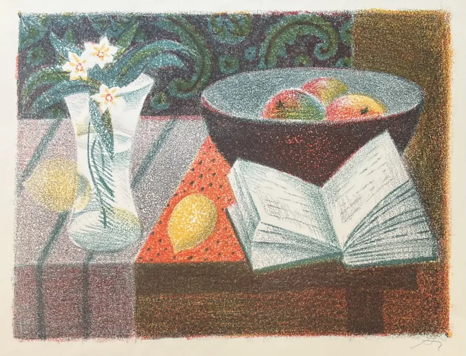 &laquo;Натюрморт с книгой&raquo;, Агабеков Александр Суренович, художник, купить картину, купить, работы, графика, галерея ОПХ, аукцион