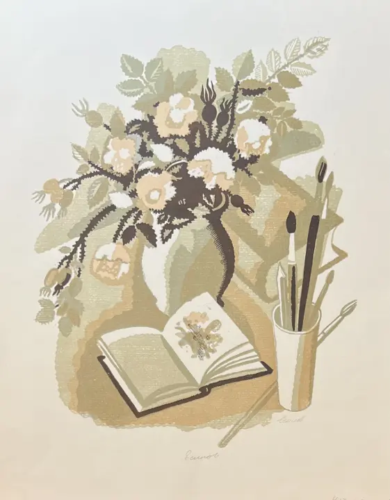 &laquo;Натюрморт с книгой&raquo;, Есипов Сергей Николаевич, художник, купить картину, купить, работы, графика, галерея ОПХ, аукцион