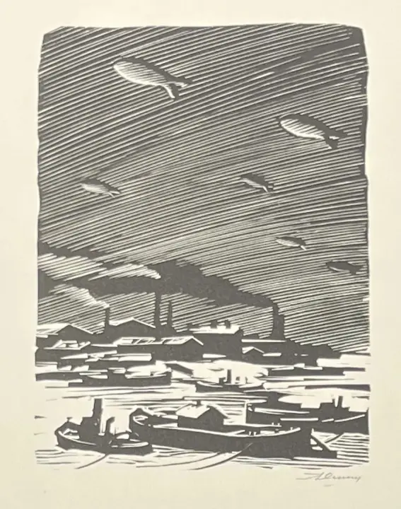 &laquo;Дирижабли&raquo;, Ушин А.А., художник, купить картину, купить работу, графика, аукцион, галерея ОПХ