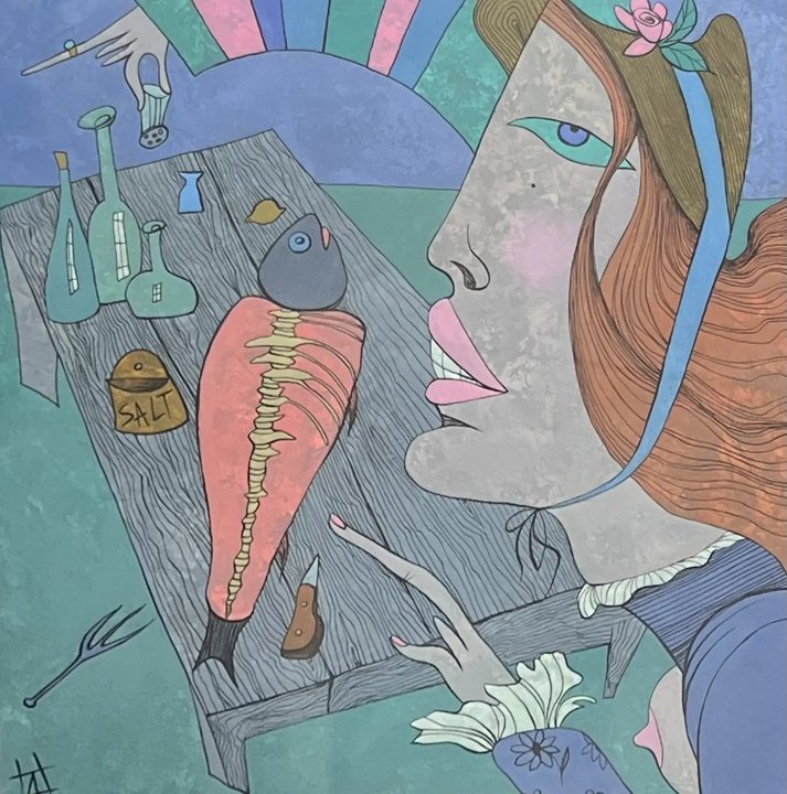 «Женщина, засаливающая рыбу», Нелюбина Анастасия, художник, купить картину, купить, работу, выставка, галерея ОПХ, аукцион