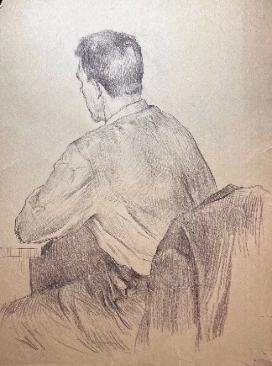 «Мужчины со спины», Пентешин Иван Мильевич, художник, купить картину, купить, работы, графика, галерея ОПХ, аукцион
