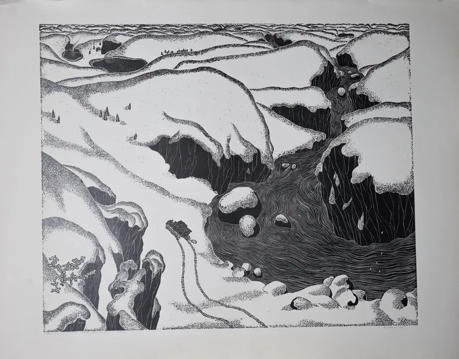 &laquo;Среди пустынных холмов&raquo;, 1971 г., Емельянов Владимир Александрович, художник, купить картину.