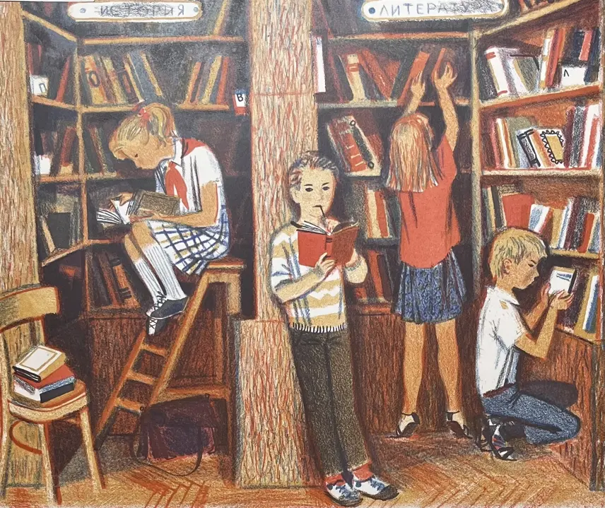&laquo;В школьной библиотеке&raquo;, Воронова О.В., художник, купить картину.