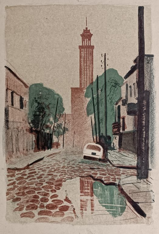 Городской пейзаж. Н.Х., бумага, литография, 38x27 см, лист: 64.5х48.5 см, 1960-е