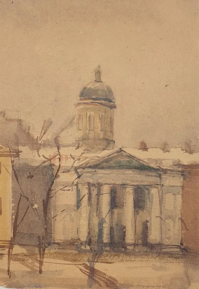 «Собор», Соколова Ольга Александровна, художник, купить картину, купить, работы, аукцион, графика, галерея ОПХ, Bidspirit, бидспирит, магазин