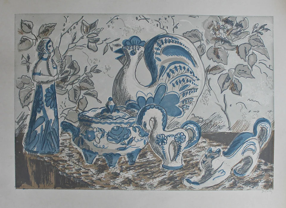 lot 214. «Натюрморт, гжель»