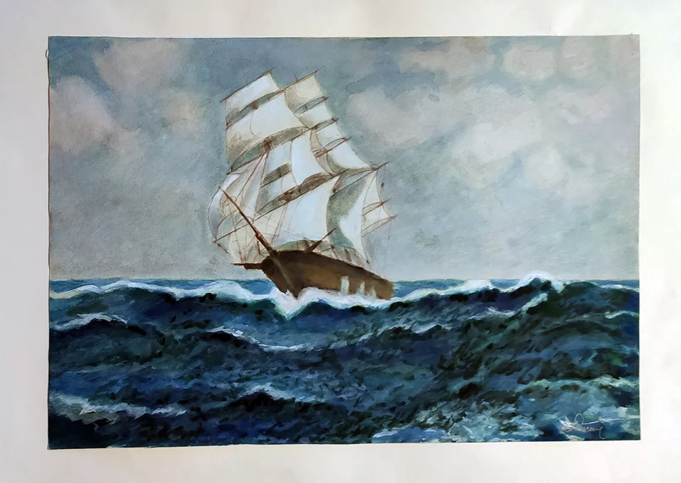 lot 4. «Корабль в море»