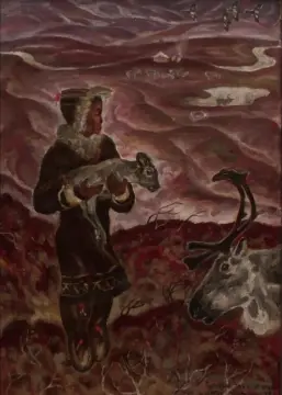&laquo;Девушка с оленем&raquo;, Френц Владимир (Рейнгардт) Рудольфович, советская живопись, советский художник, купить советскую картину, галерея советского искусства, аукцион советской живописи