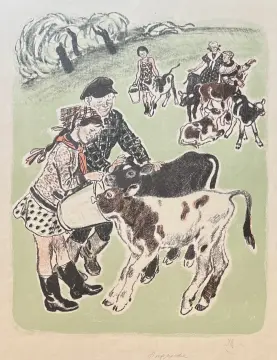 &laquo;Юные помощники&raquo;, Андреева Надежда Ивановна, художник, купить картину, купить, работы, графика, галерея ОПХ, аукцион