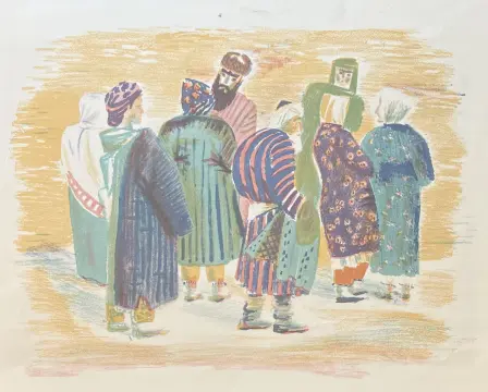 &laquo;На базаре&raquo;, Барсукова Лариса Петровна, художник, купить картину, купить, работы, графика, галерея ОПХ, аукцион
