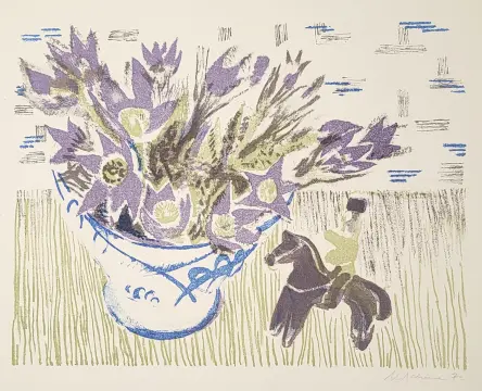 &laquo;Фиалки&raquo;, Левина М., художник, купить картину, купить, работы, графика, галерея ОПХ, аукцион
