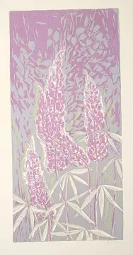 &laquo;Люпины&raquo;, Левина М., художник, купить картину, купить, работы, графика, галерея ОПХ, аукцион