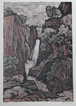 &laquo;Водопад&raquo;, Слыщенко Виктор Сергеевич, художник, купить картину, купить, работы, графика, галерея ОПХ, аукцион