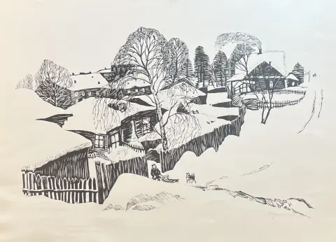 &laquo;Зима в деревне&raquo;. Перминов Сергей Андреевич