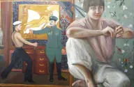 &laquo;Автопортрет с картиной &laquo;Матрос и офицер&raquo;1989 &raquo;